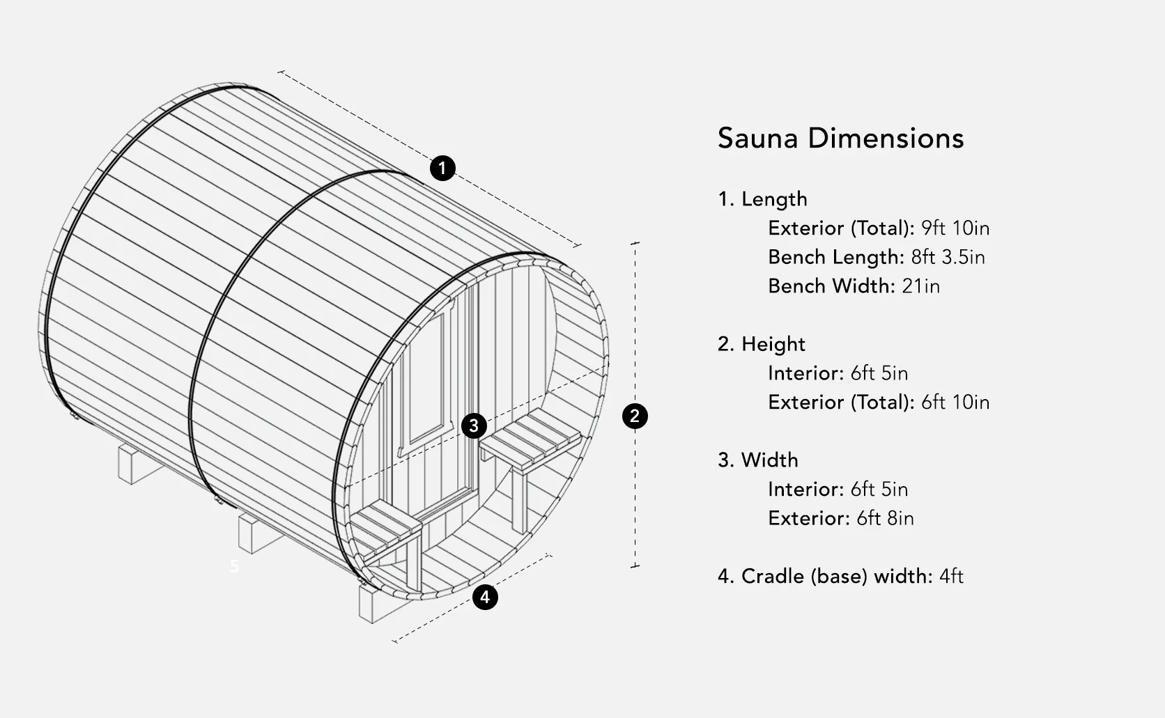 10ft Sauna | electric | No Roof | 30" x 30" XL Rear Window | Full Glass Door - Image 4