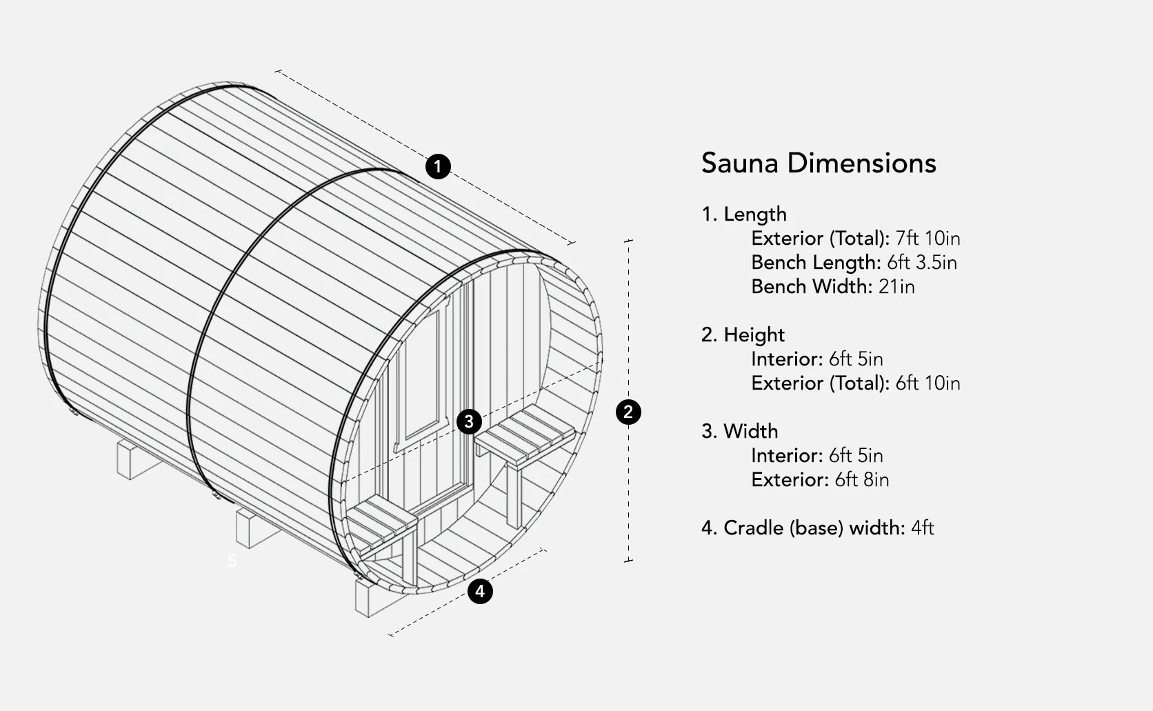 8ft Sauna | electric | Black High Performance Metal Roof | No Rear Window | Standard Door - Image 4